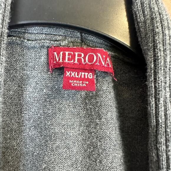 Merona Grey Open Front Knitted Long Modal Cardigan Size XXLarge - Picture 3 of 7